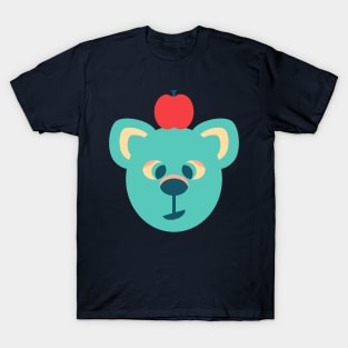 CUTE ADORABLE BEAR Friendly Sleepy Eyes Balanced Apple Kids - UnBlink Studio by Jackie Tahara T-Shirt